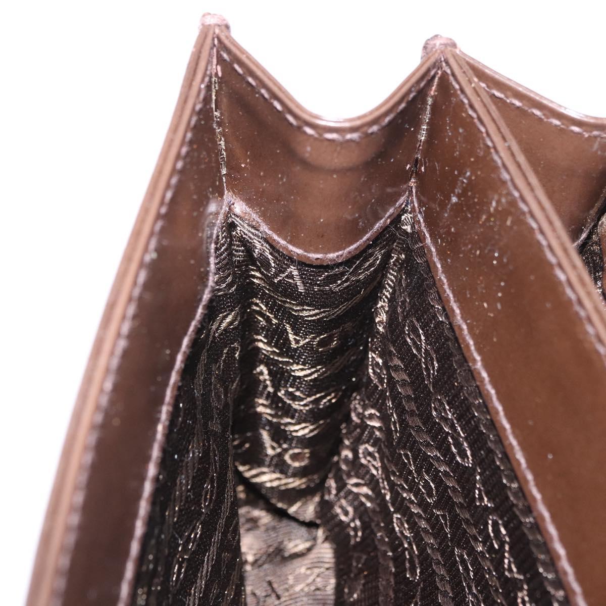 PRADA Plastic Chain Shoulder Bag Leather Brown Silver Auth 175882