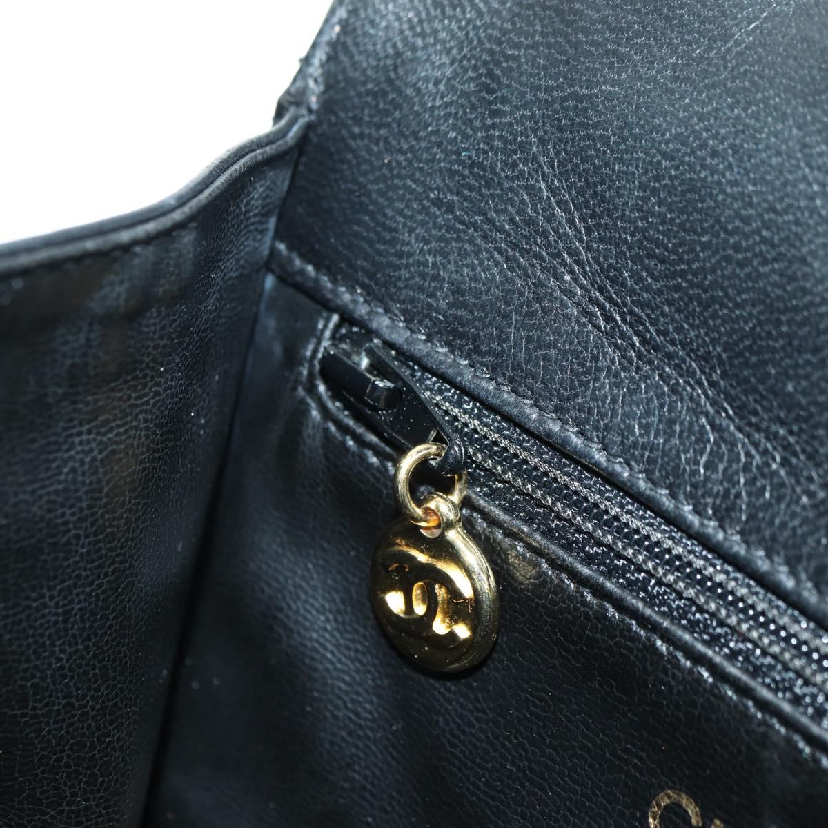 CHANEL Matelasse Chain Shoulder Bag Lamb Skin Black Gold CC Auth 175888SAV