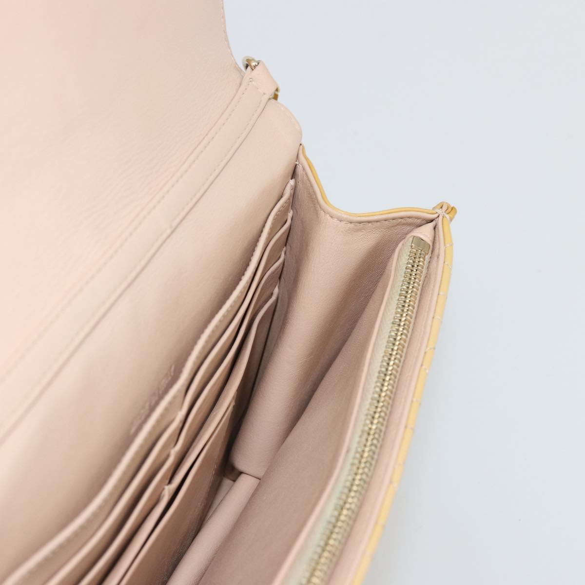 Christian Dior Canage Chain Shoulder Bag Patent Leather Beige Gold Auth 175889