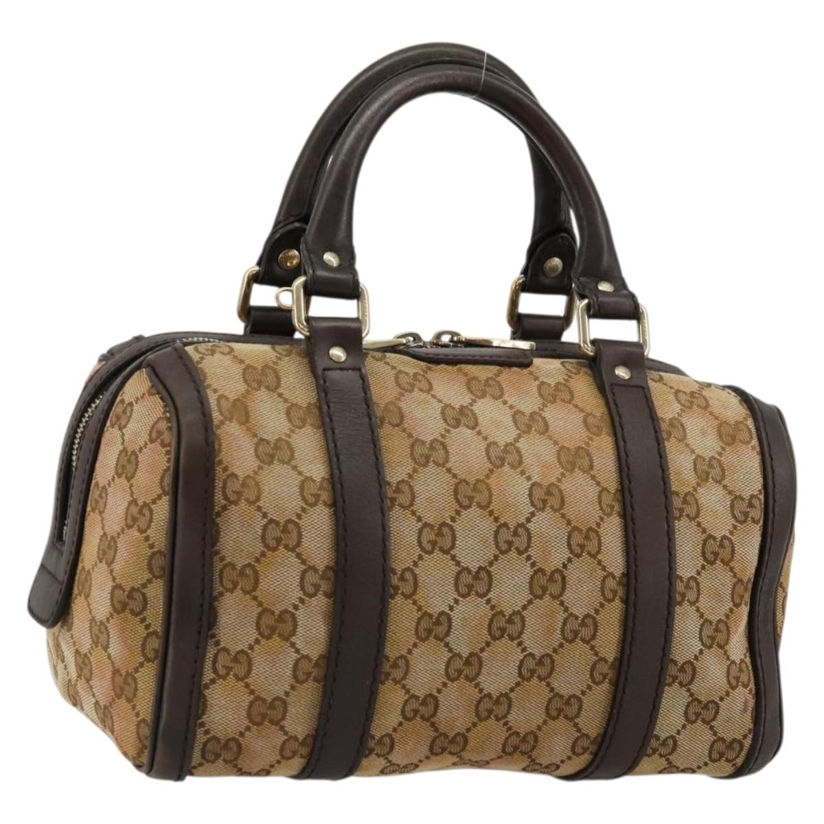 GUCCI GG Canvas Mini Boston Bag Beige Gold 269876 Auth 175892