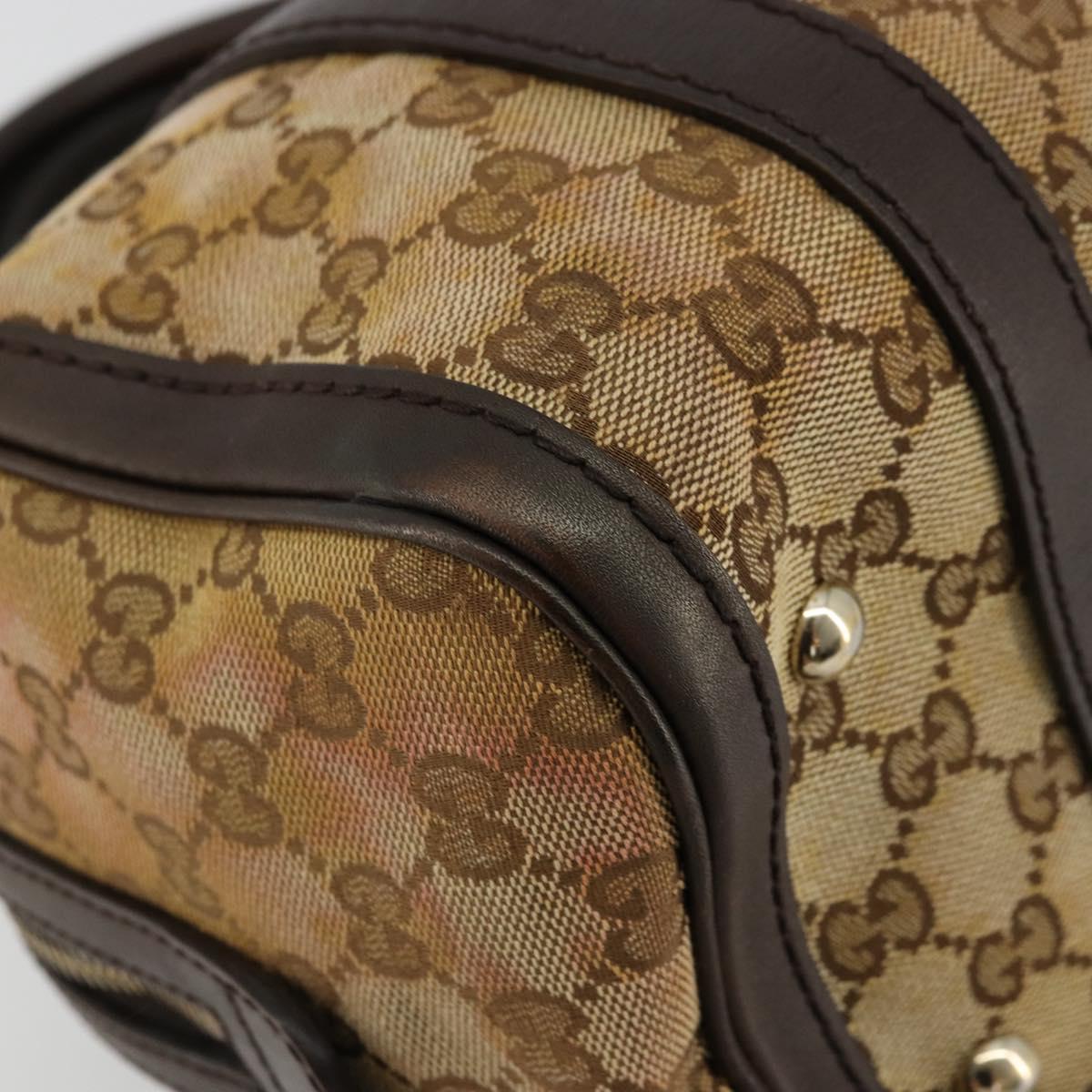 GUCCI GG Canvas Mini Boston Bag Beige Gold 269876 Auth 175892