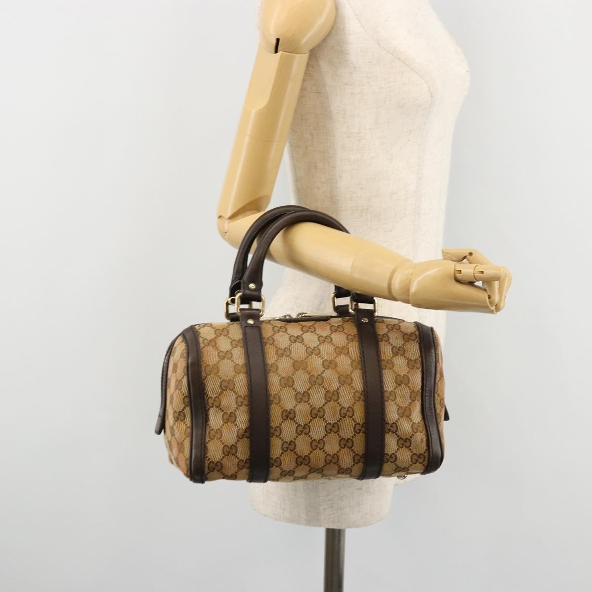 GUCCI GG Canvas Mini Boston Bag Beige Gold 269876 Auth 175892