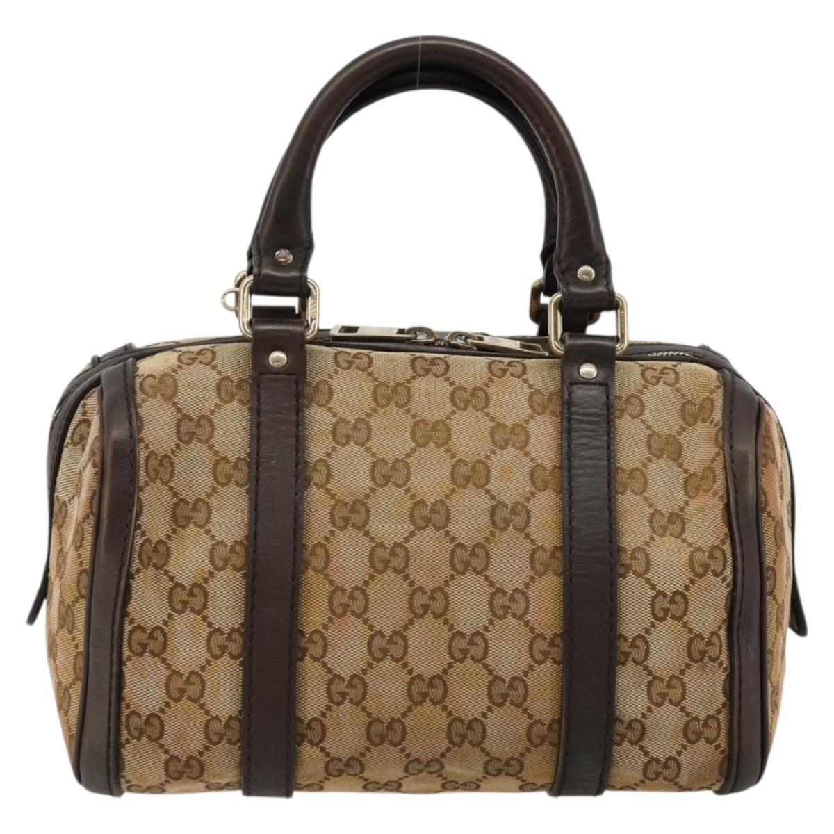 GUCCI GG Canvas Mini Boston Bag Beige Gold 269876 Auth 175892