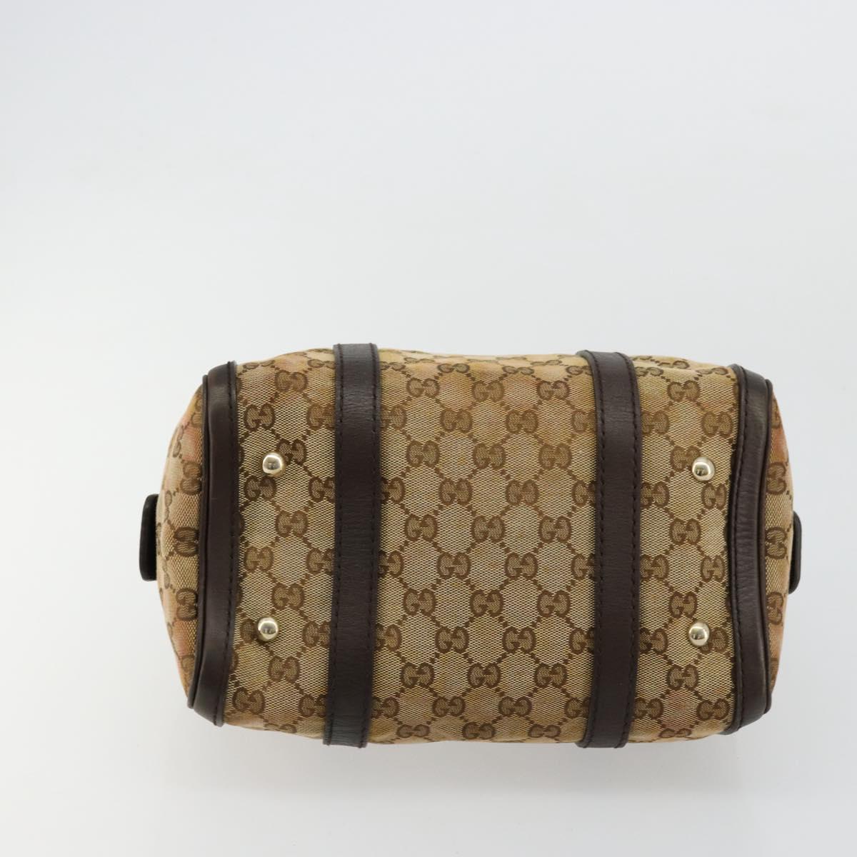 GUCCI GG Canvas Mini Boston Bag Beige Gold 269876 Auth 175892