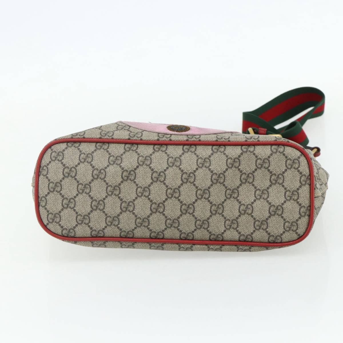GUCCI GG Supreme Mystic Cat Hand Bag PVC 2way Beige Gold 473887 Auth 175893A