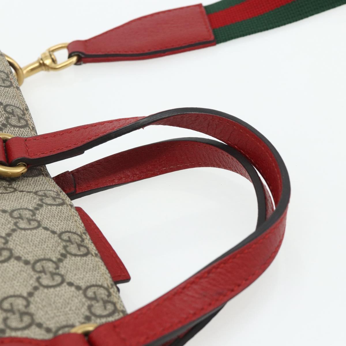 GUCCI GG Supreme Mystic Cat Hand Bag PVC 2way Beige Gold 473887 Auth 175893A