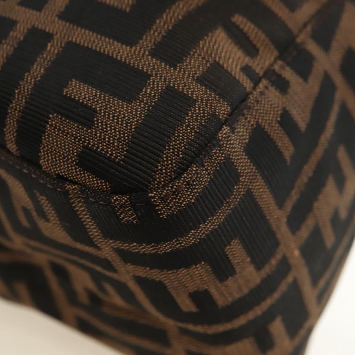 FENDI Zucca Canvas Mamma Baguette Shoulder Bag Black Brown Auth 175894SAM