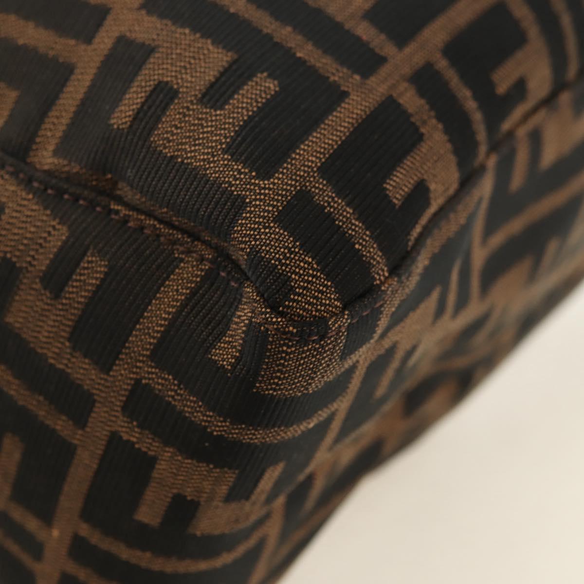 FENDI Zucca Canvas Mamma Baguette Shoulder Bag Black Brown Auth 175894SAM