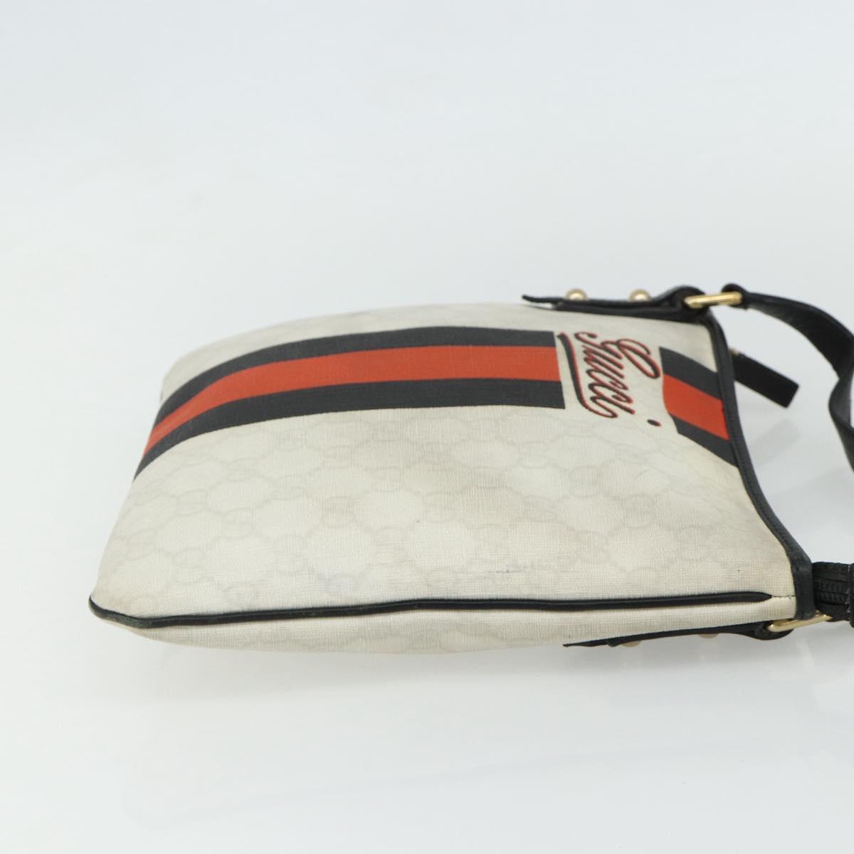 GUCCI GG Supreme Sherry Line Shoulder Bag PVC White Gold 239347 Auth 175897