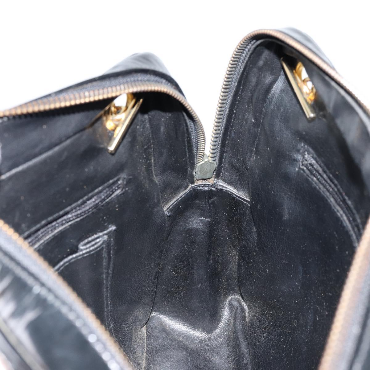 CHANEL Matelasse Chain Shoulder Bag Patent leather Black Gold CC Auth 175899
