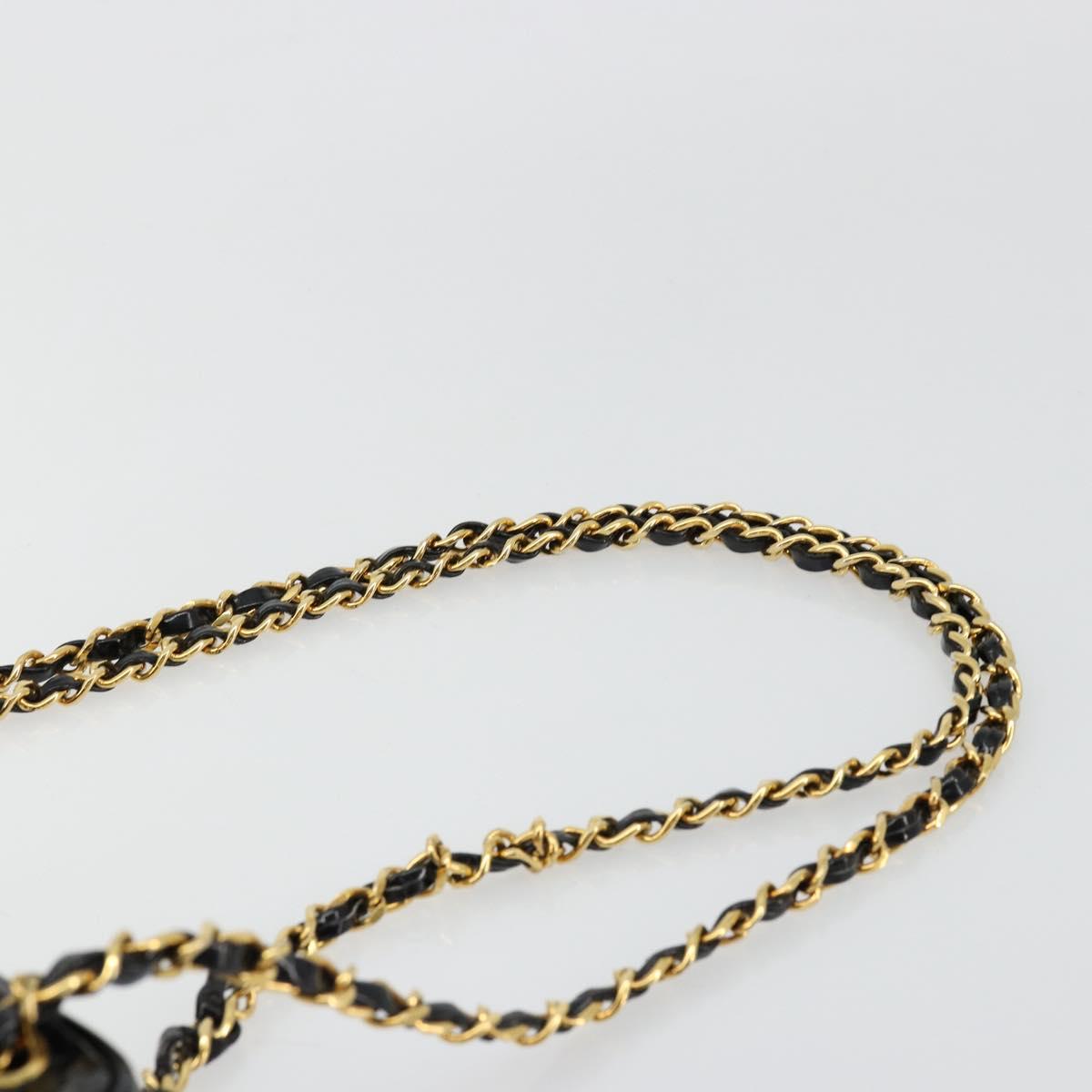 CHANEL Matelasse Chain Shoulder Bag Patent leather Black Gold CC Auth 175899