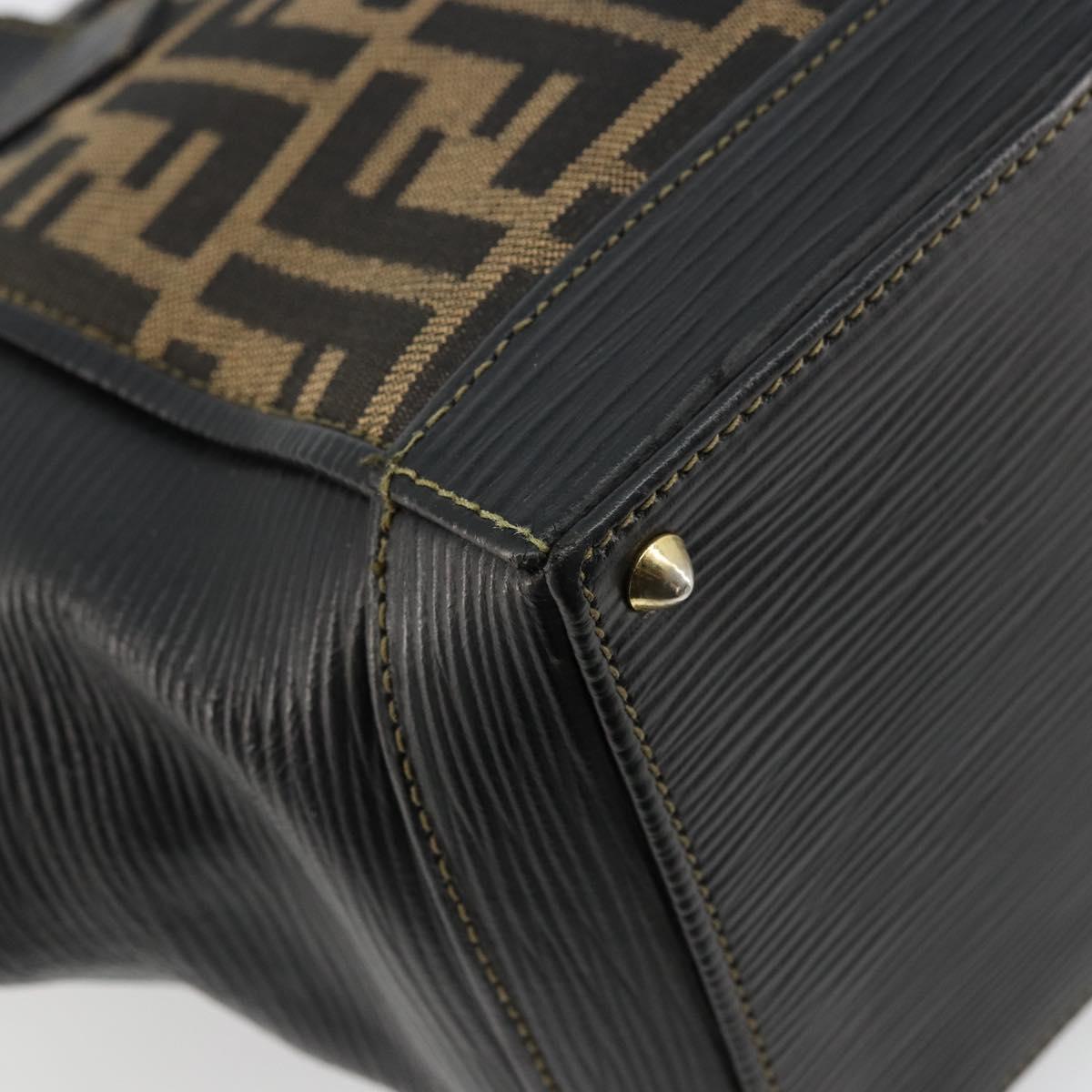 FENDI Zucca Canvas Hand Bag Brown Black Auth 175903