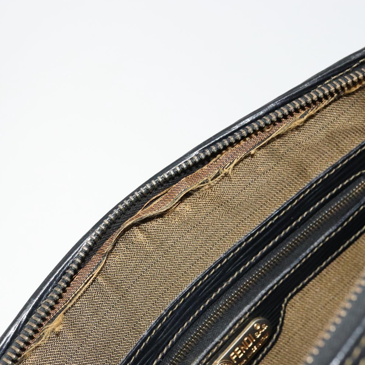 FENDI Zucca Canvas Hand Bag Brown Black Auth 175903