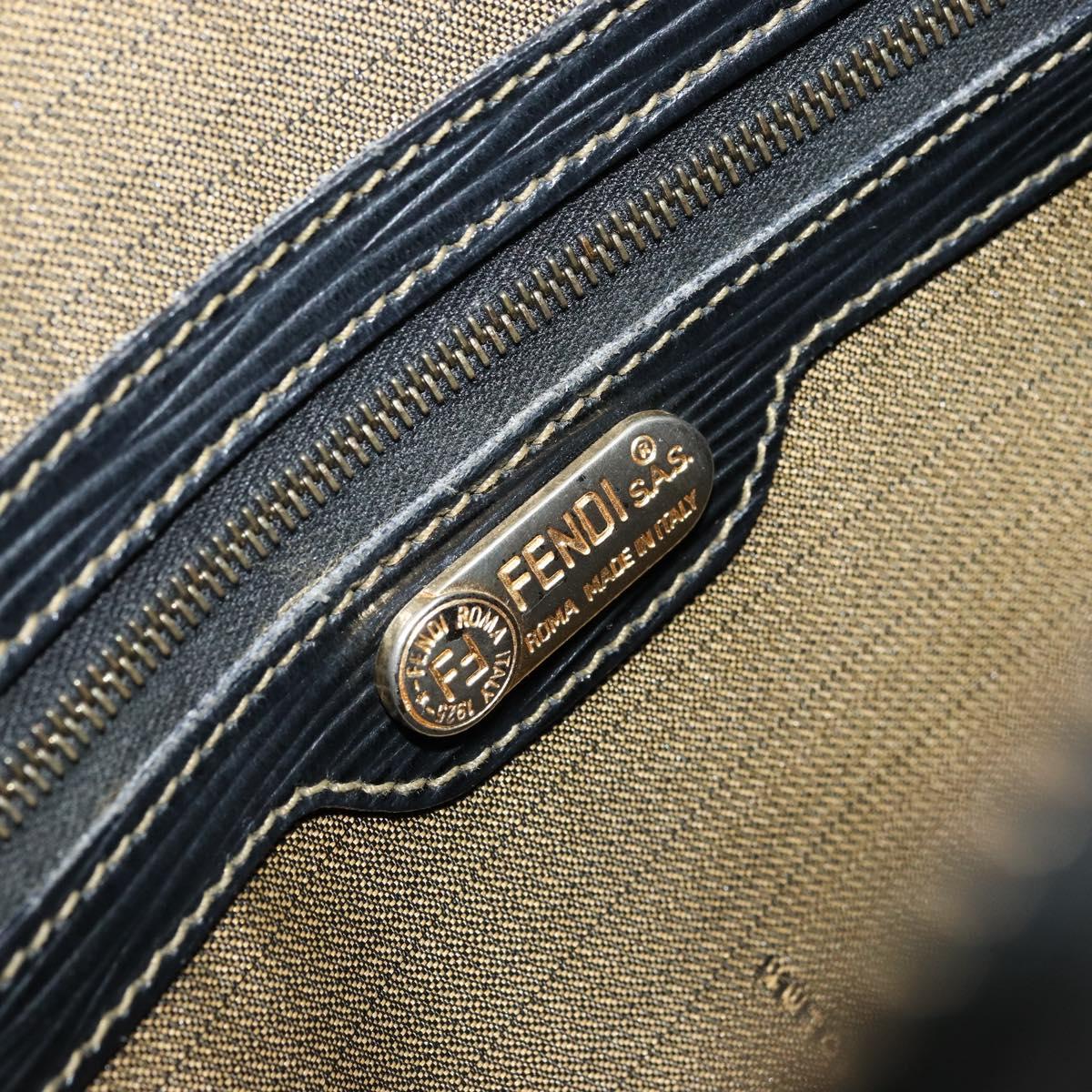 FENDI Zucca Canvas Hand Bag Brown Black Auth 175903