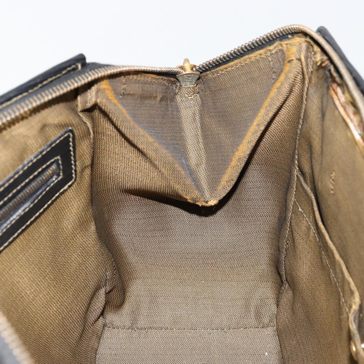 FENDI Zucca Canvas Hand Bag Brown Black Auth 175903