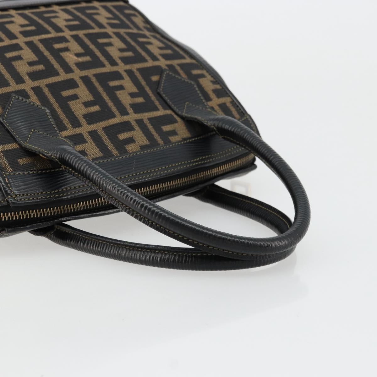 FENDI Zucca Canvas Hand Bag Brown Black Auth 175903