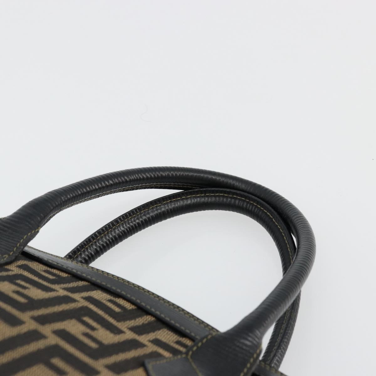 FENDI Zucca Canvas Hand Bag Brown Black Auth 175903
