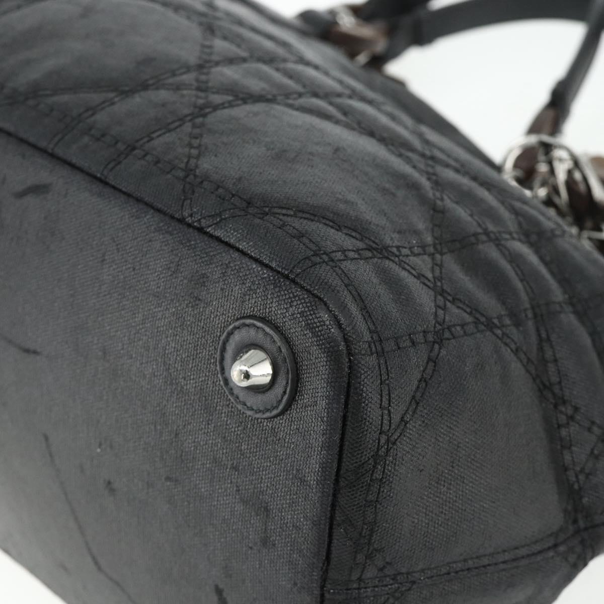 Christian Dior Canage Panarea Hand Bag Coated Canvas Black Silver Auth 175904