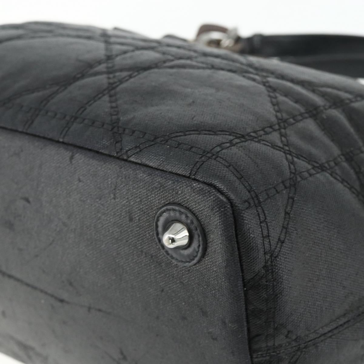 Christian Dior Canage Panarea Hand Bag Coated Canvas Black Silver Auth 175904