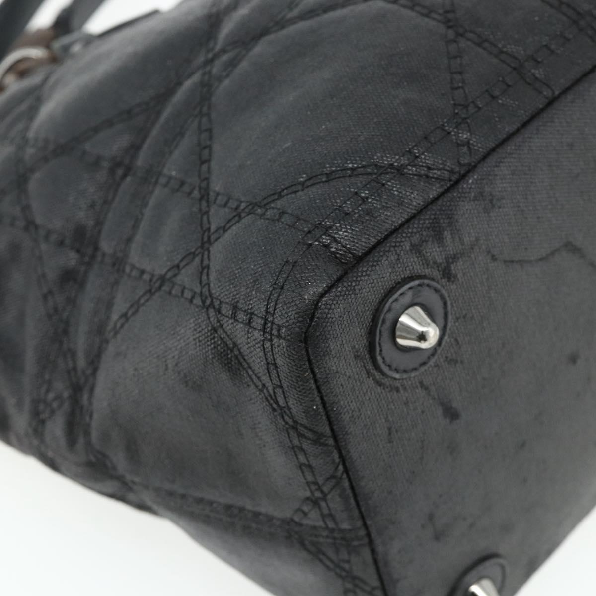 Christian Dior Canage Panarea Hand Bag Coated Canvas Black Silver Auth 175904