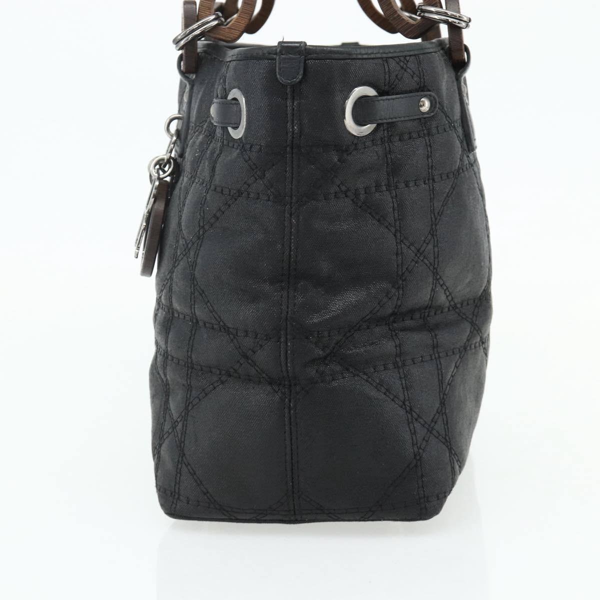 Christian Dior Canage Panarea Hand Bag Coated Canvas Black Silver Auth 175904