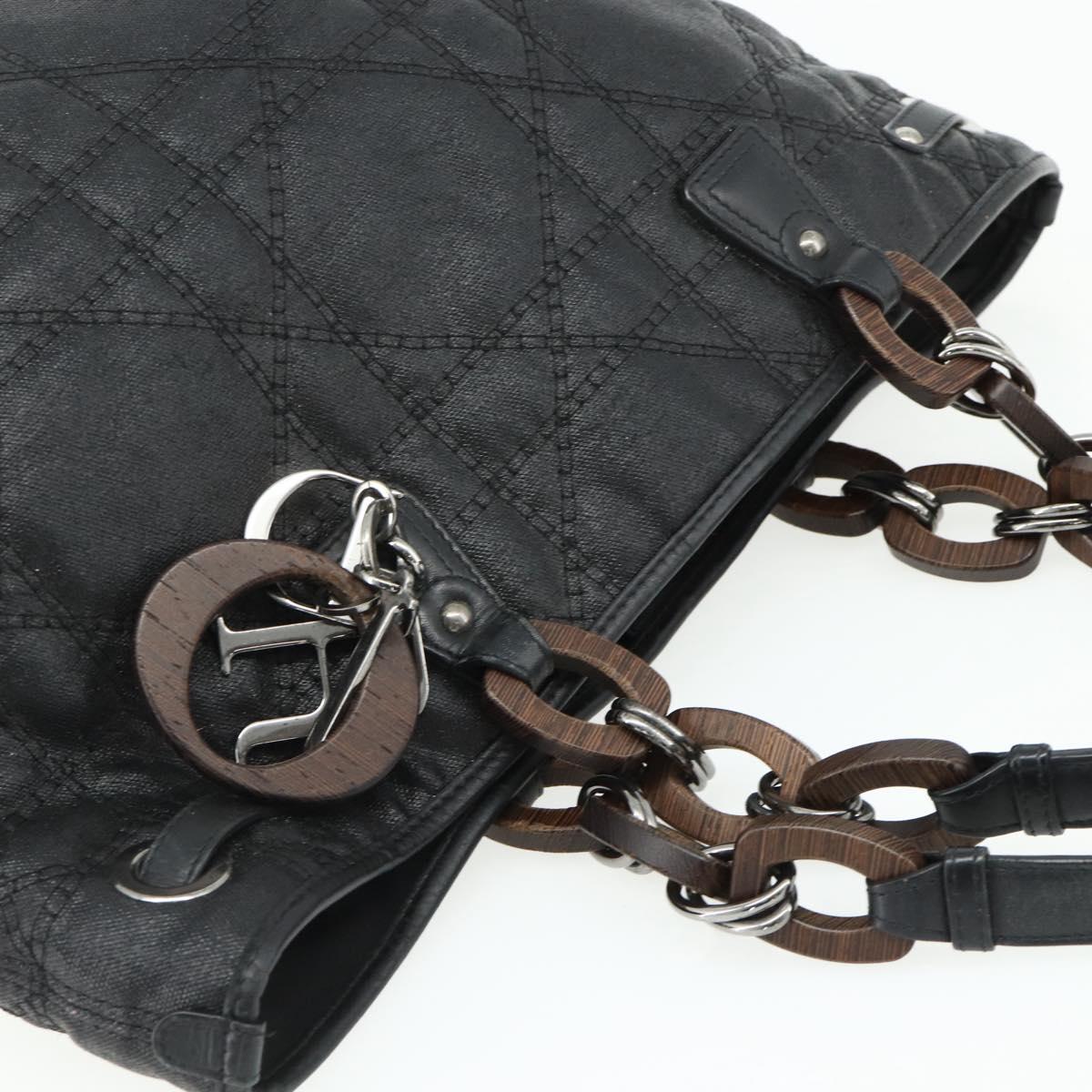 Christian Dior Canage Panarea Hand Bag Coated Canvas Black Silver Auth 175904