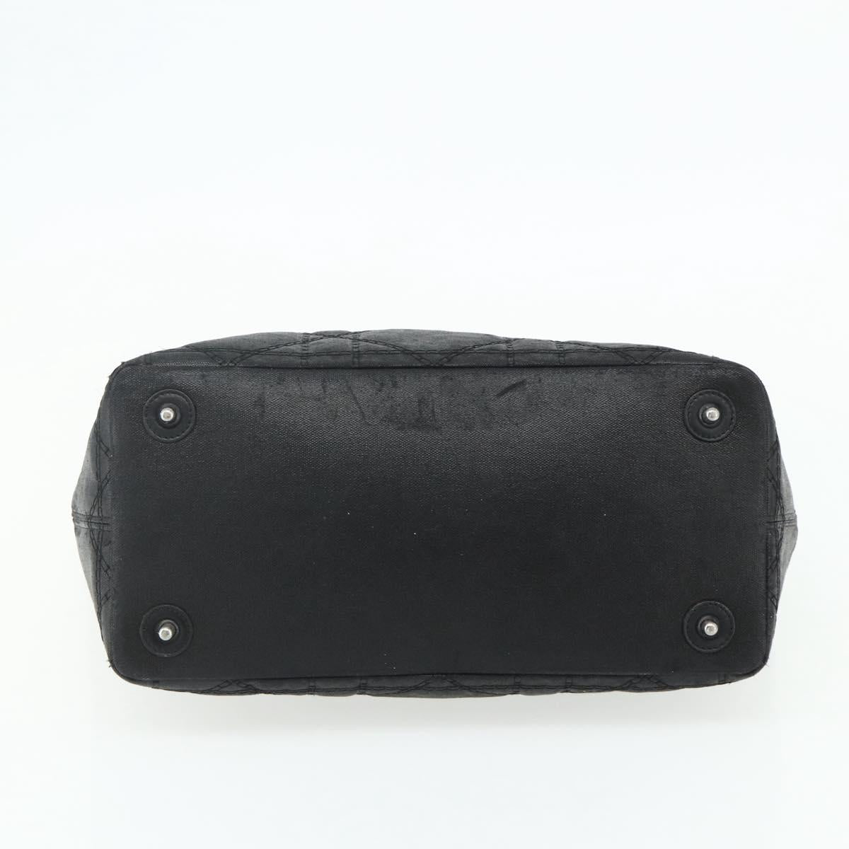 Christian Dior Canage Panarea Hand Bag Coated Canvas Black Silver Auth 175904