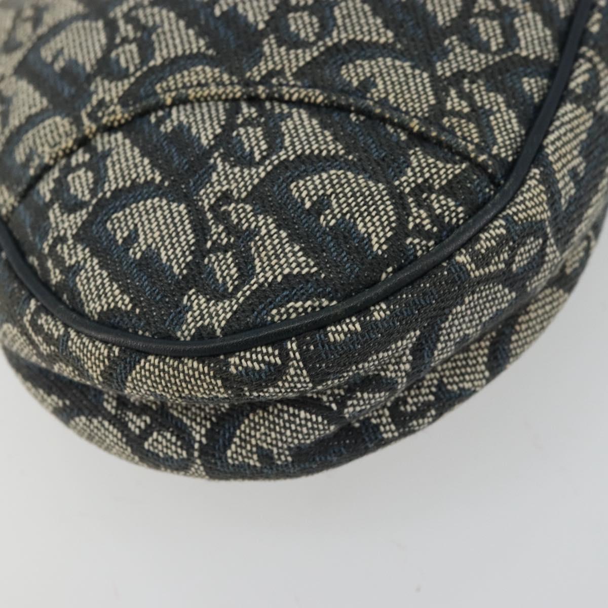 Christian Dior Trotter Canvas Saddle Pouch Navy Gold Auth 175907A