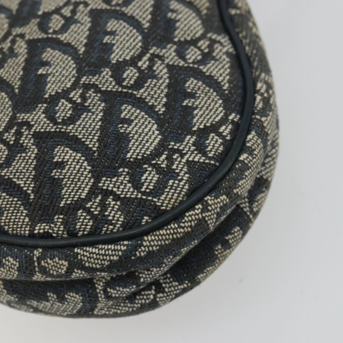 Christian Dior Trotter Canvas Saddle Pouch Navy Gold Auth 175907A