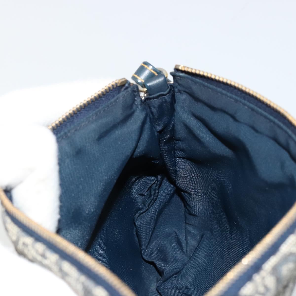 Christian Dior Trotter Canvas Saddle Pouch Navy Gold Auth 175907A