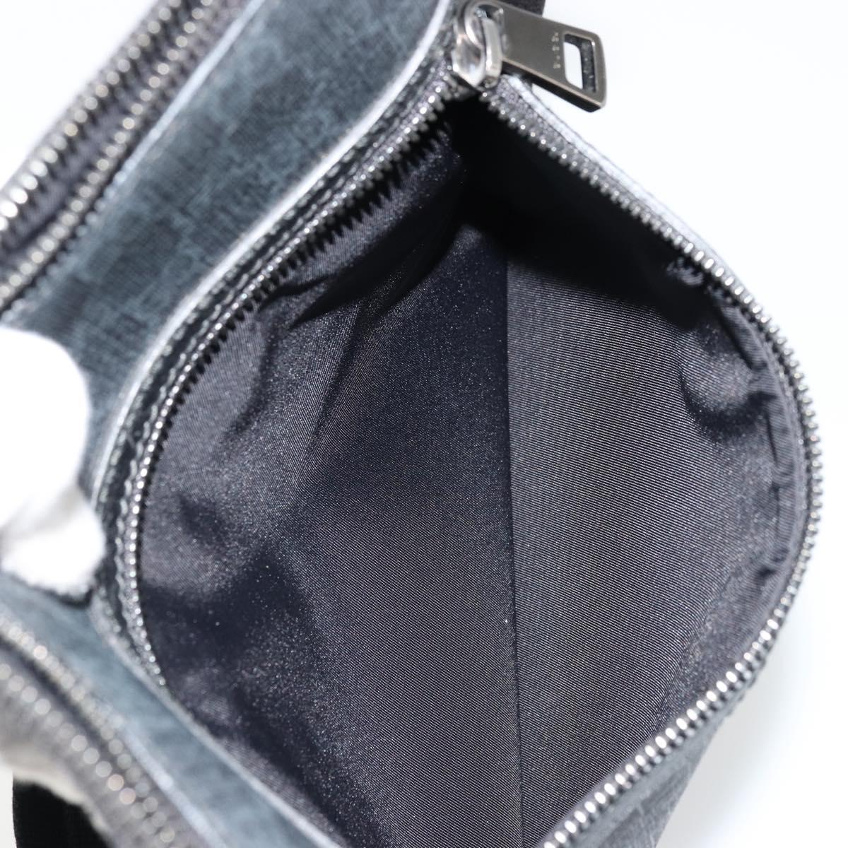 GUCCI GG Supreme Shoulder Bag PVC Black Silver 387514 Auth 175909