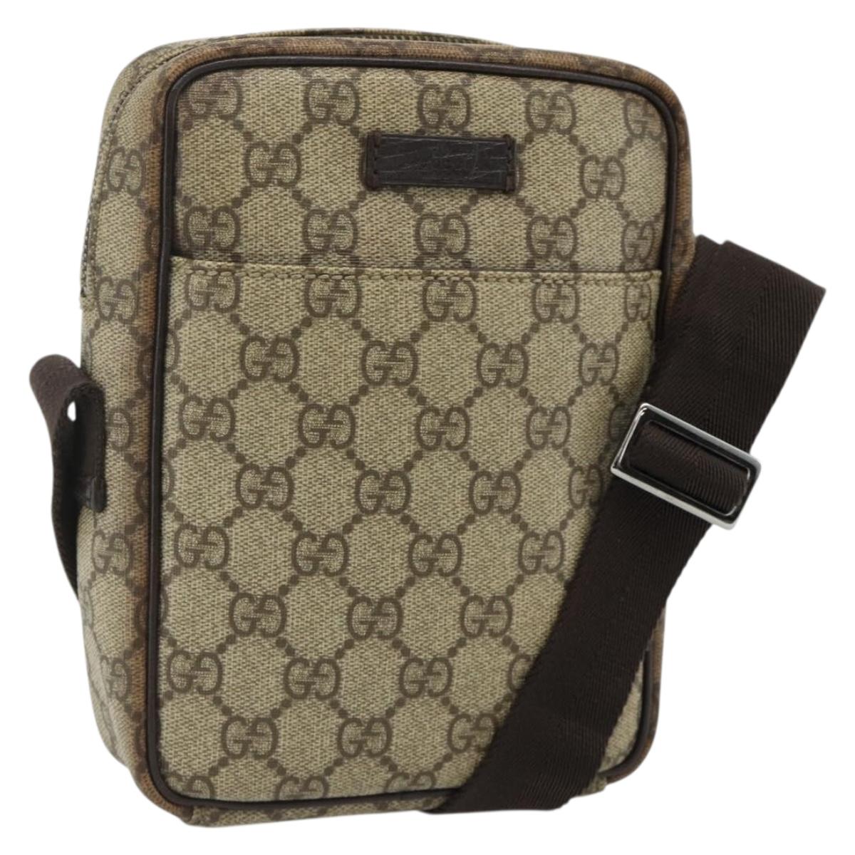 GUCCI GG Supreme Shoulder Bag PVC Beige Silver 122754 Auth 175918A