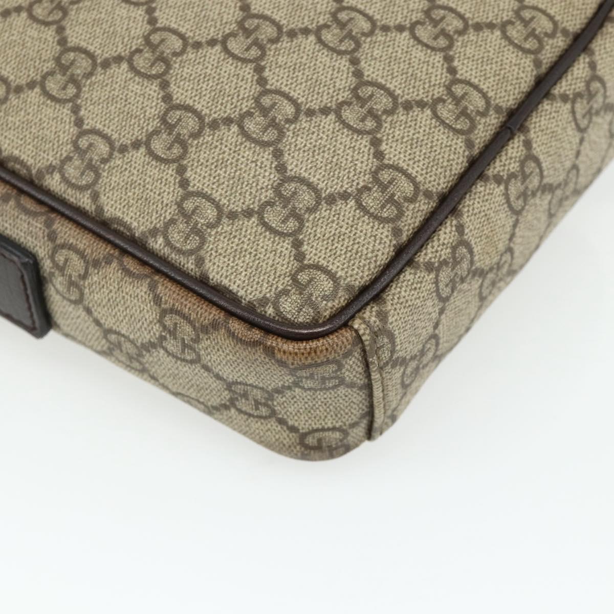 GUCCI GG Supreme Shoulder Bag PVC Beige Silver 122754 Auth 175918A