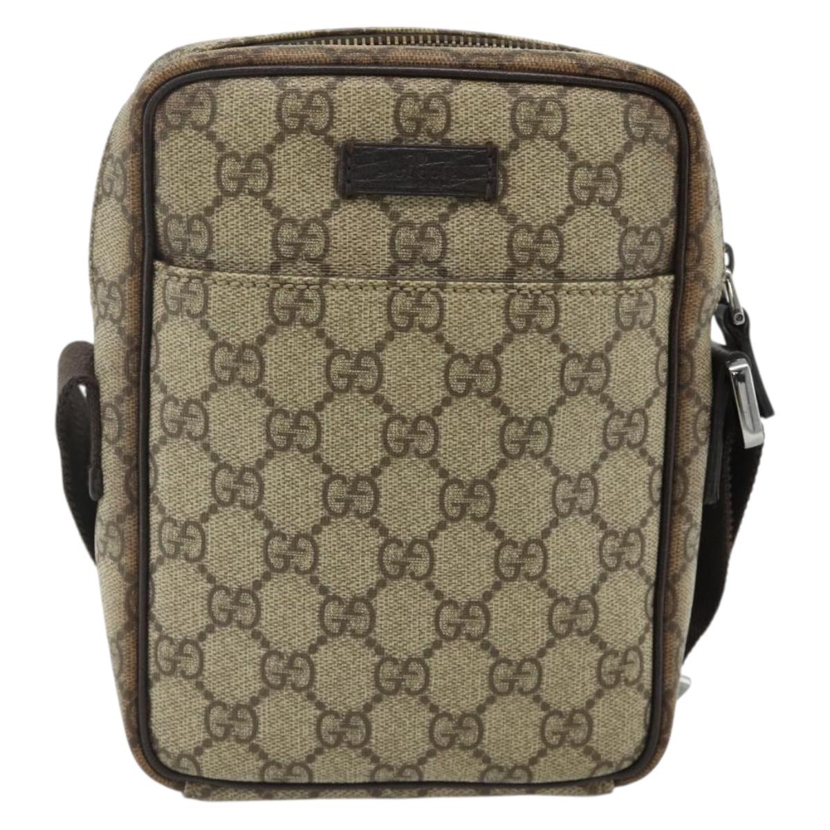 GUCCI GG Supreme Shoulder Bag PVC Beige Silver 122754 Auth 175918A