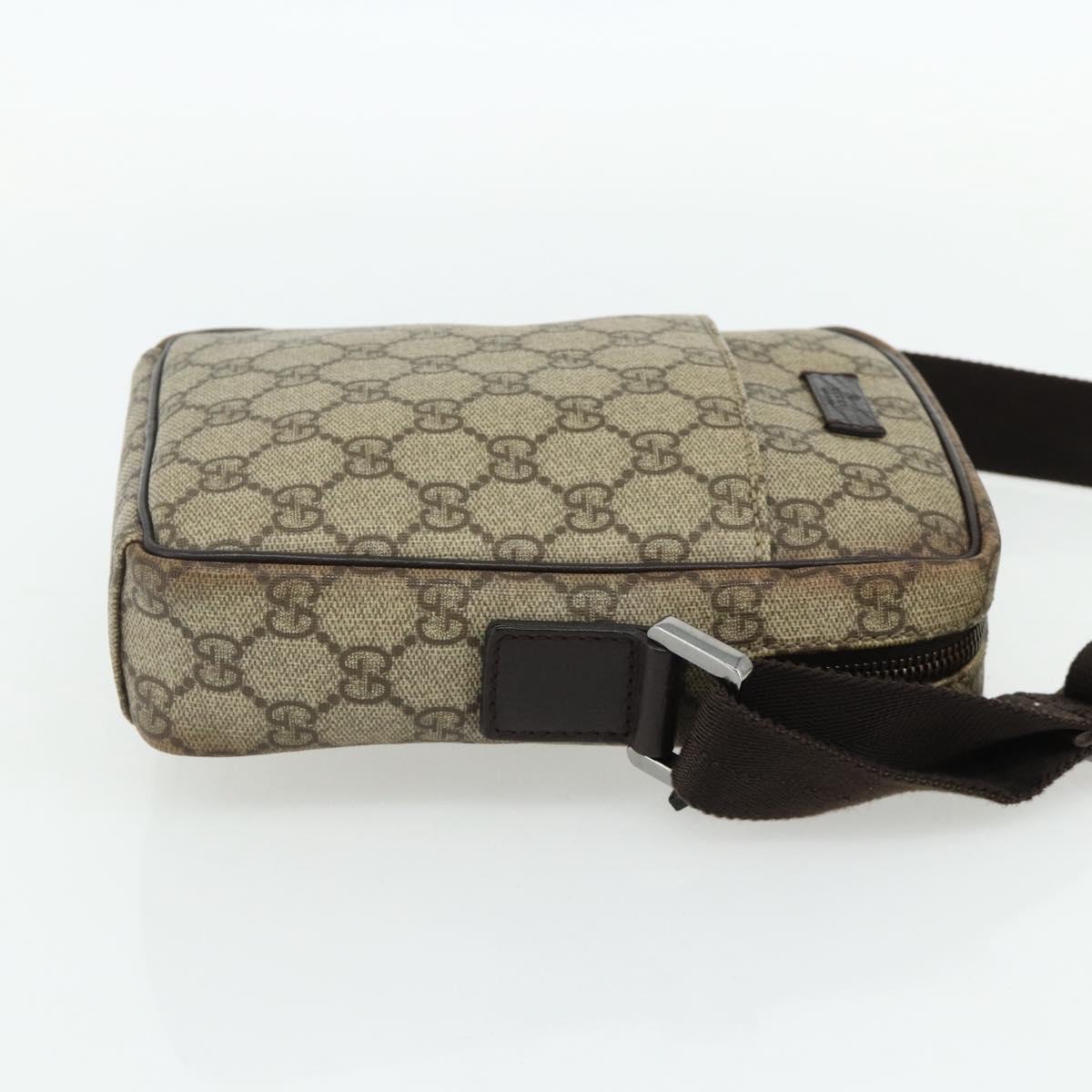 GUCCI GG Supreme Shoulder Bag PVC Beige Silver 122754 Auth 175918A