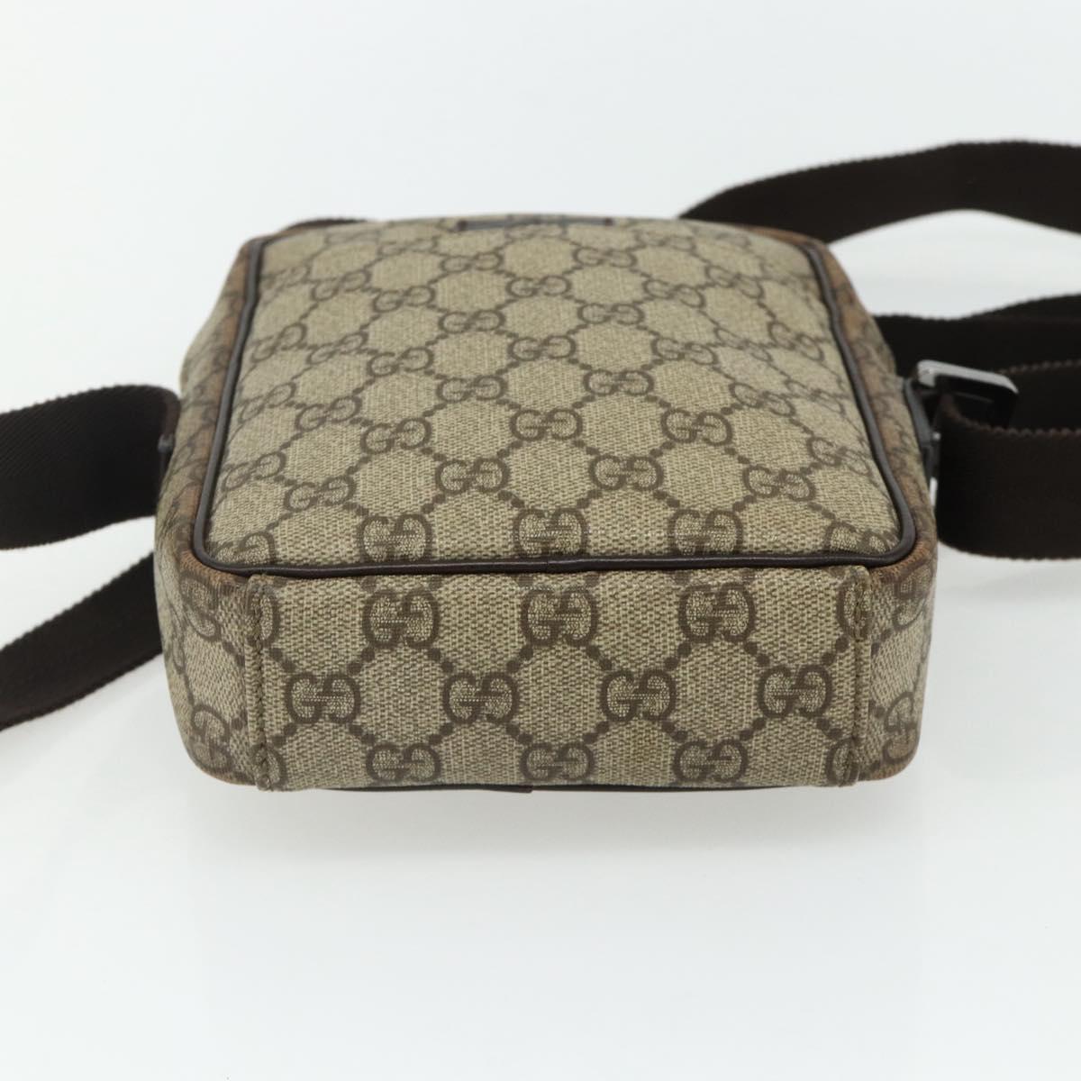 GUCCI GG Supreme Shoulder Bag PVC Beige Silver 122754 Auth 175918A