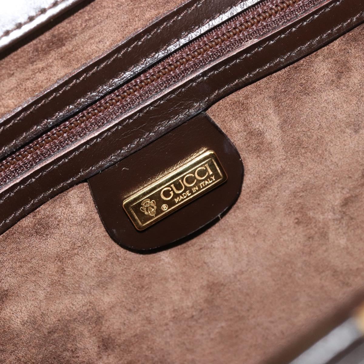 GUCCI Chain Shoulder Bag Leather Brown Gold Auth 175919