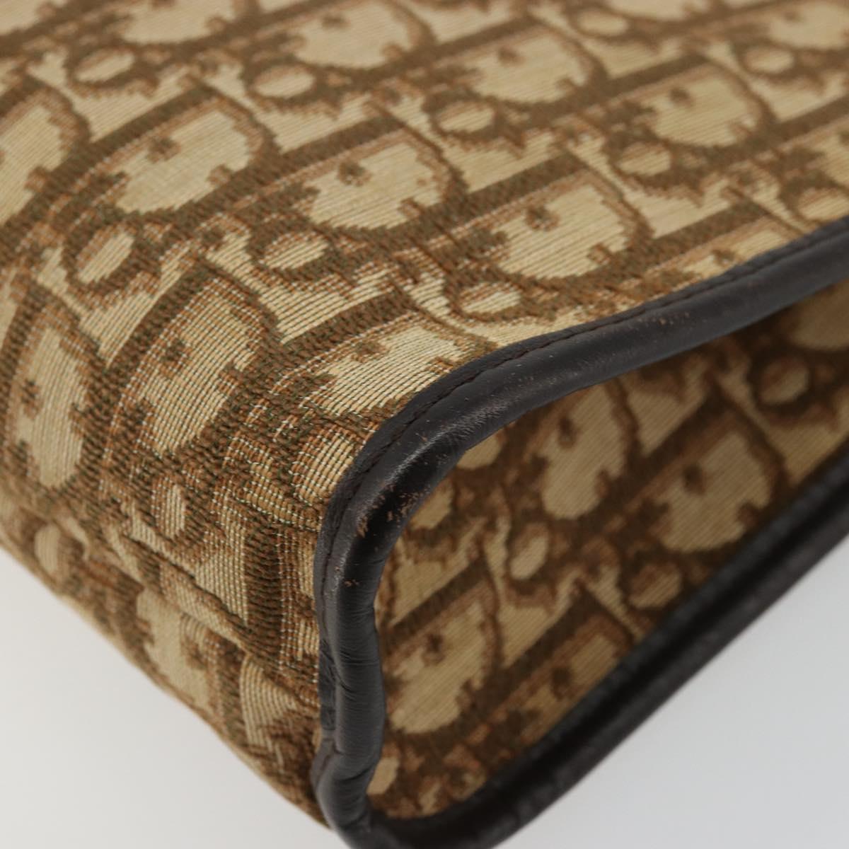 Christian Dior Trotter Canvas Clutch Bag Beige Auth 175934