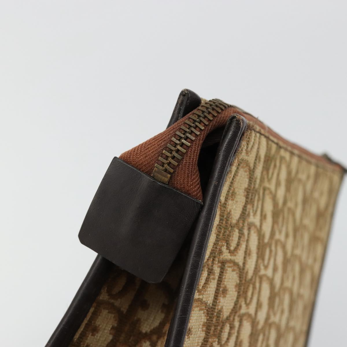 Christian Dior Trotter Canvas Clutch Bag Beige Auth 175934