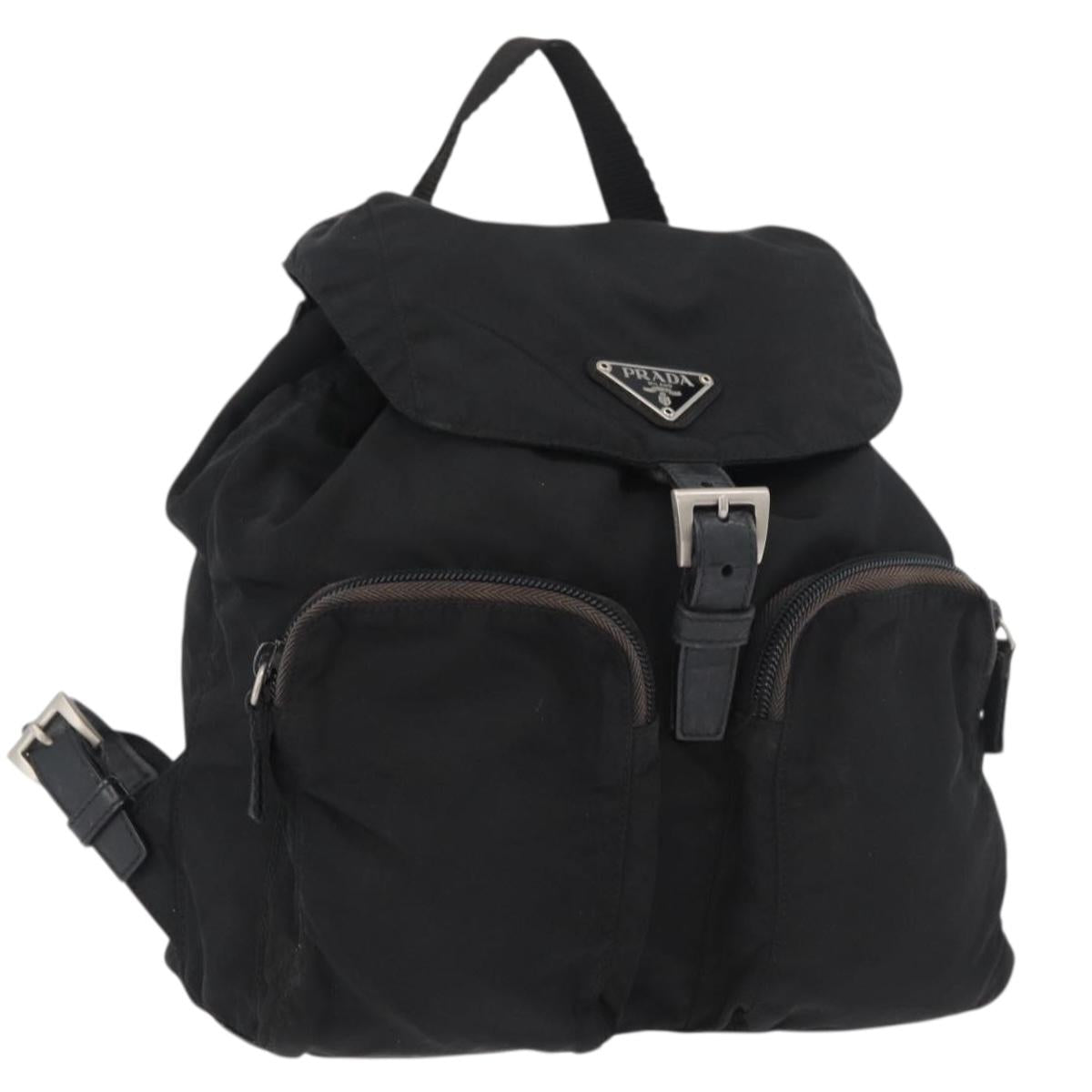 PRADA Backpack Nylon Black Silver Auth 175963