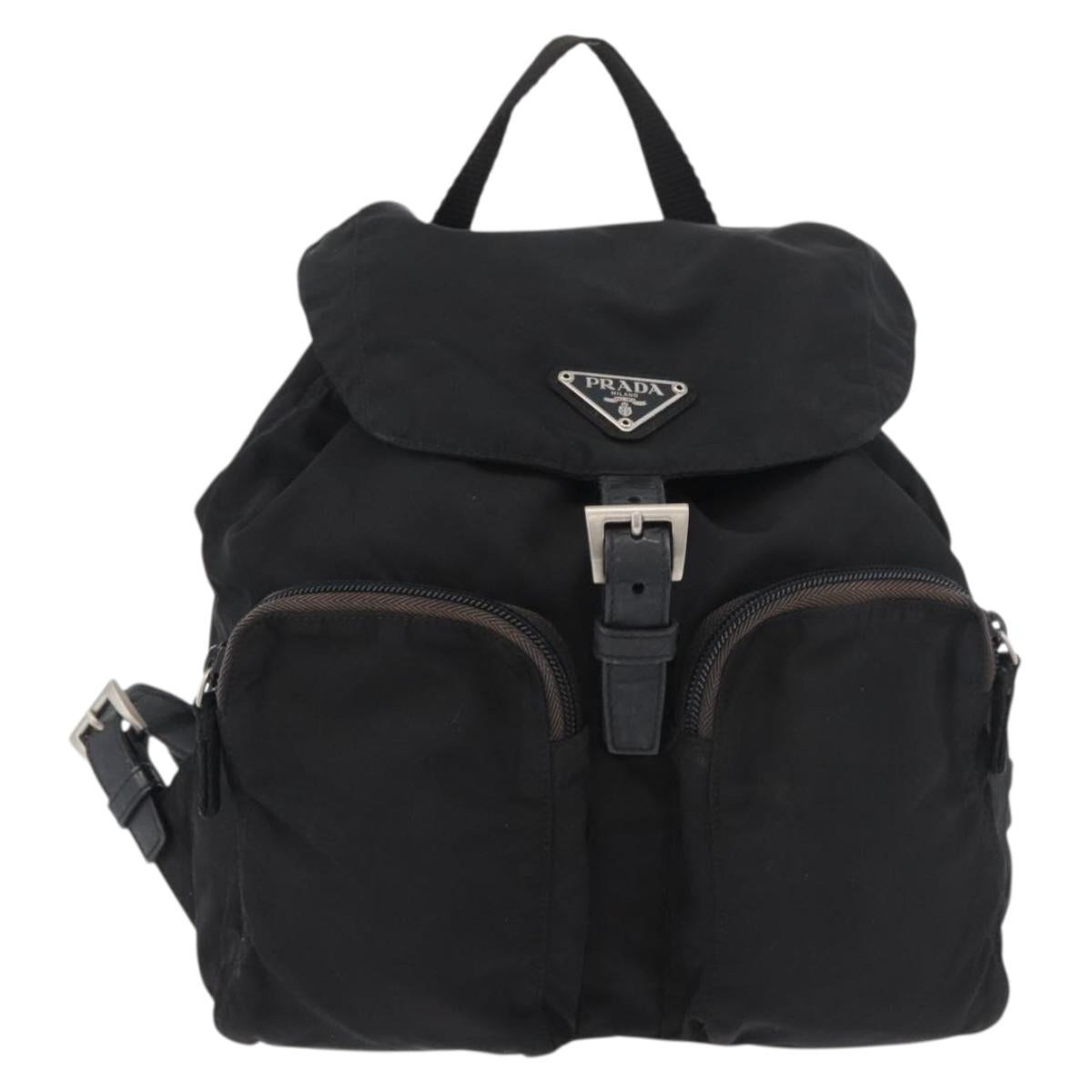 PRADA Backpack Nylon Black Silver Auth 175963