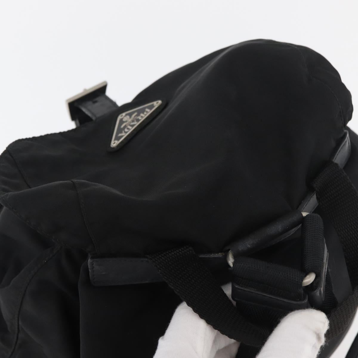 PRADA Backpack Nylon Black Silver Auth 175963