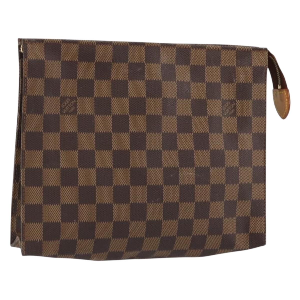 LOUIS VUITTON Damier Ebene Poche Toilette 26 Pouch N47543 LV Auth 175966