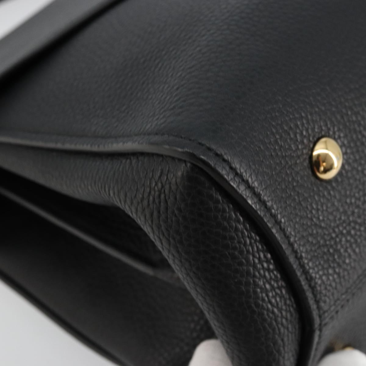 Salvatore Ferragamo Gancini Shoulder Bag Leather Black Gold Auth 175970A