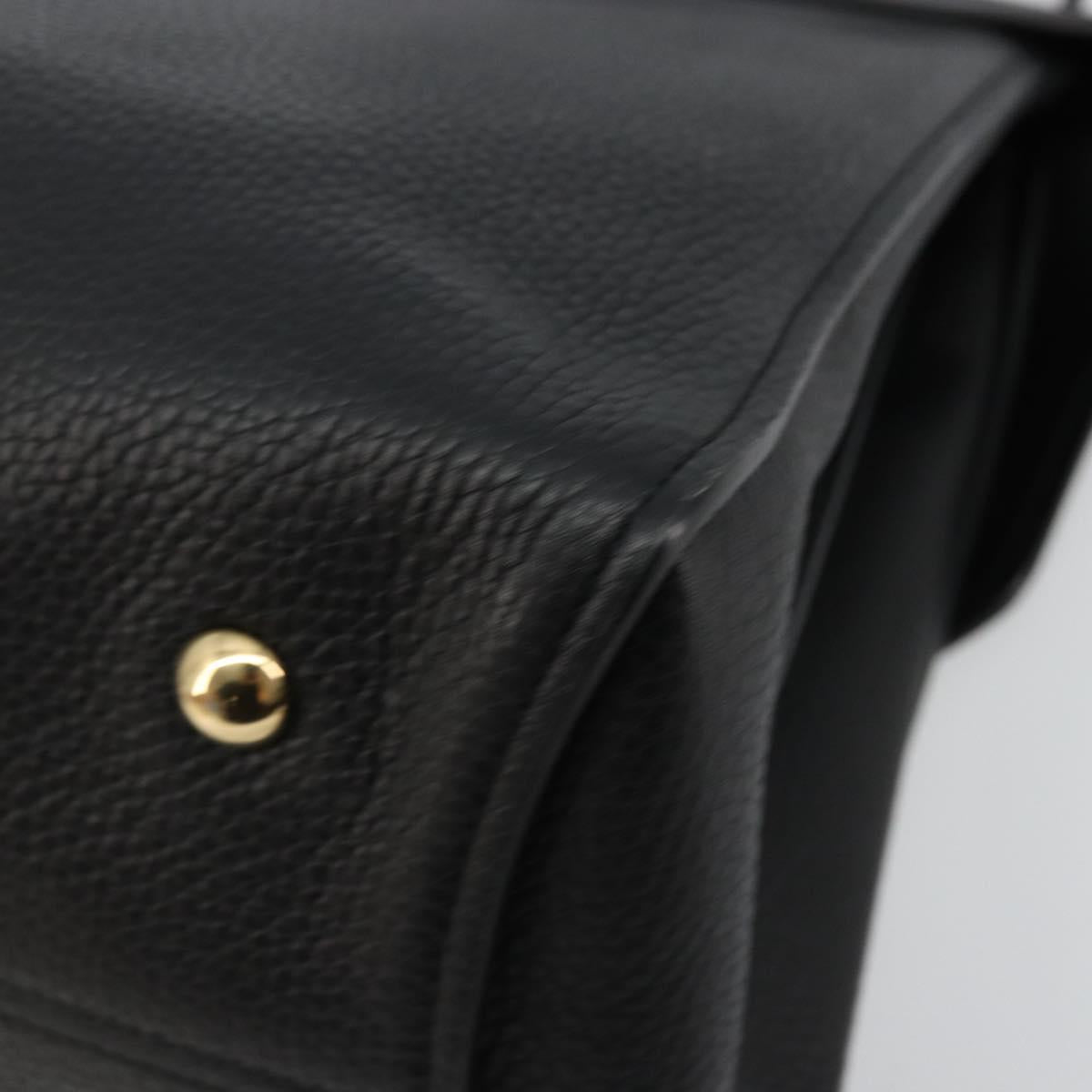 Salvatore Ferragamo Gancini Shoulder Bag Leather Black Gold Auth 175970A