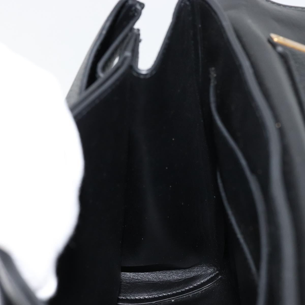 Salvatore Ferragamo Gancini Shoulder Bag Leather Black Gold Auth 175970A