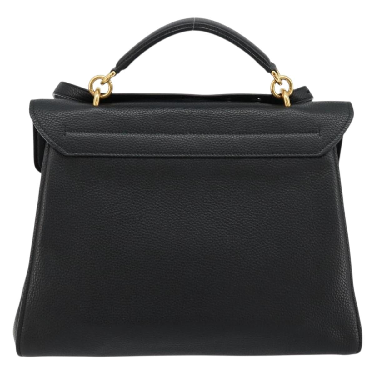 Salvatore Ferragamo Gancini Shoulder Bag Leather Black Gold Auth 175970A