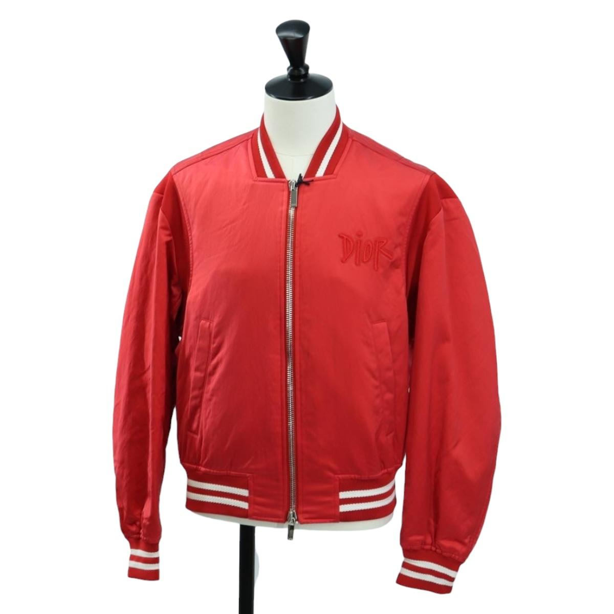 Christian Dior Bomber jacket Shawn Stussy Collaboration Nylon Red Auth 175991SM