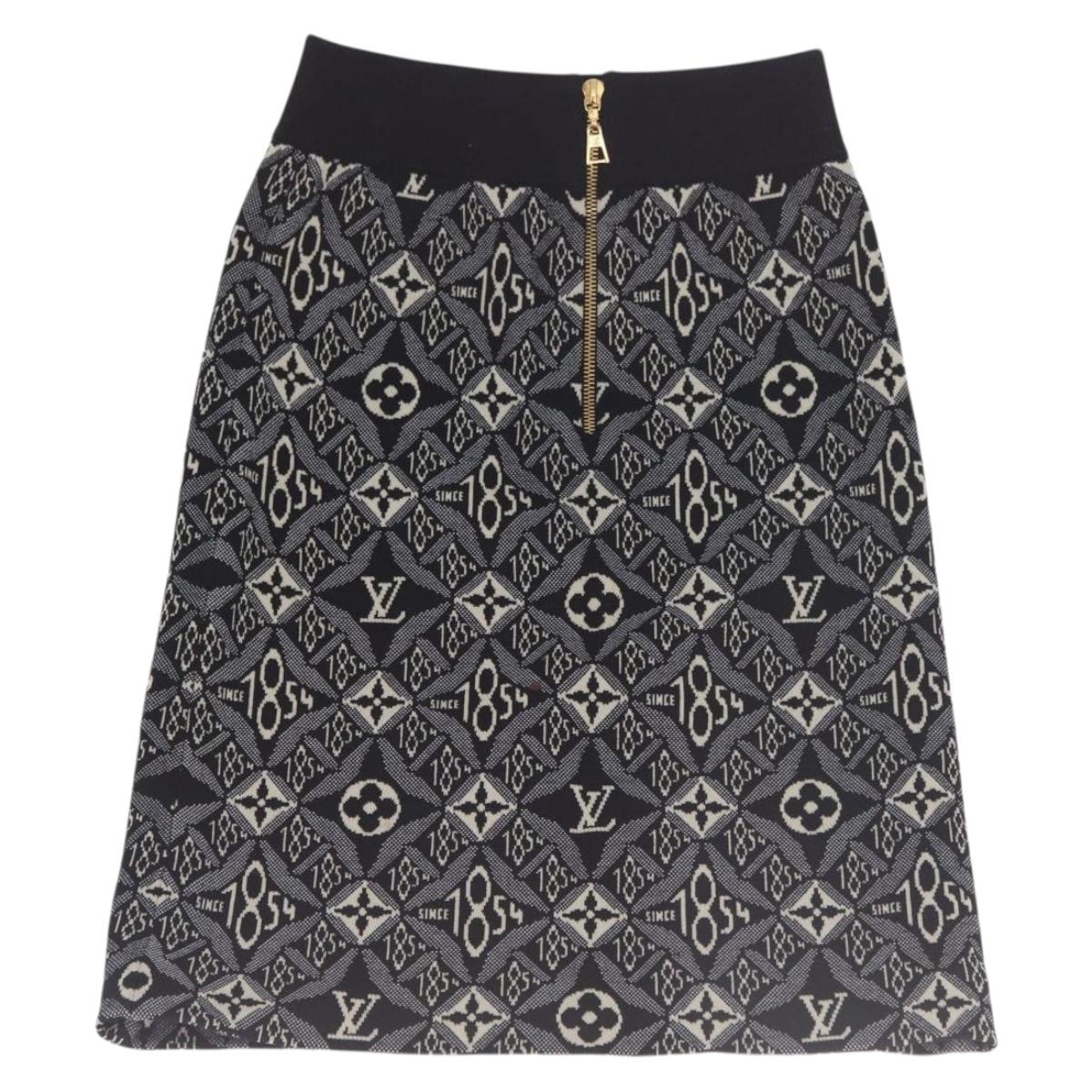 LOUIS VUITTON Pre Owned 1854 Print Knit Skirt Navy LV Auth 175993A