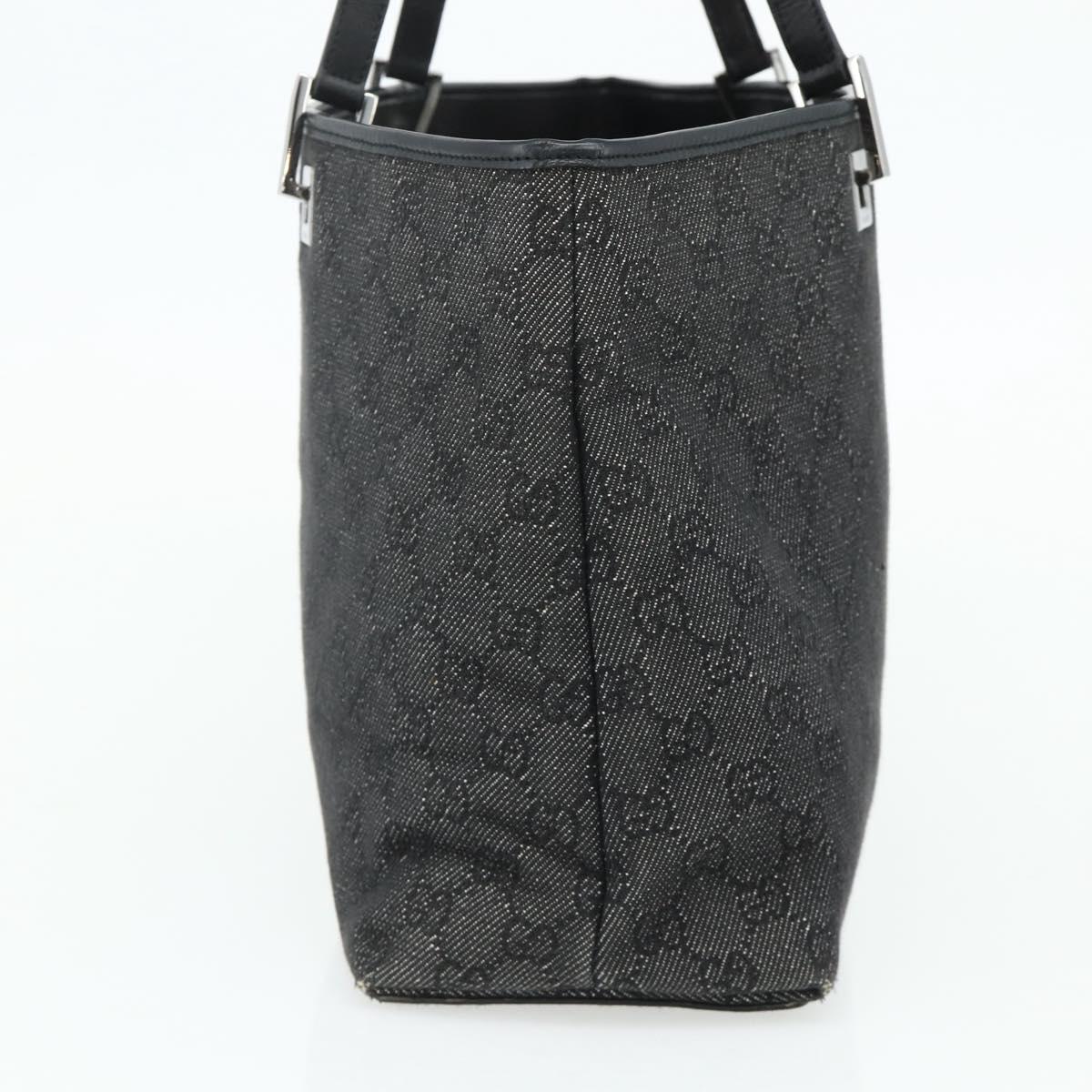 GUCCI GG Canvas Tote Bag Black Silver 36173 1705 Auth 176032